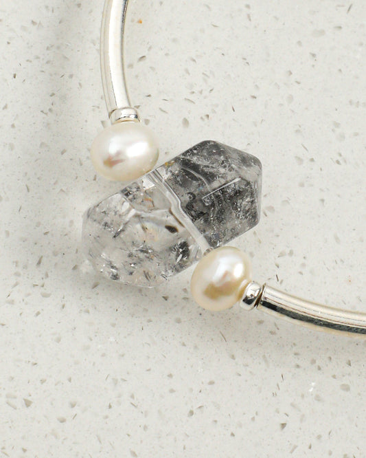 Silver Ice — Pointed Bead & Metal Bracelet