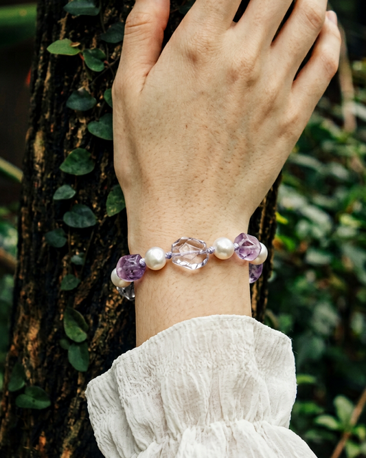 Violet Rhythm — Pearl Tide Bracelet worn view