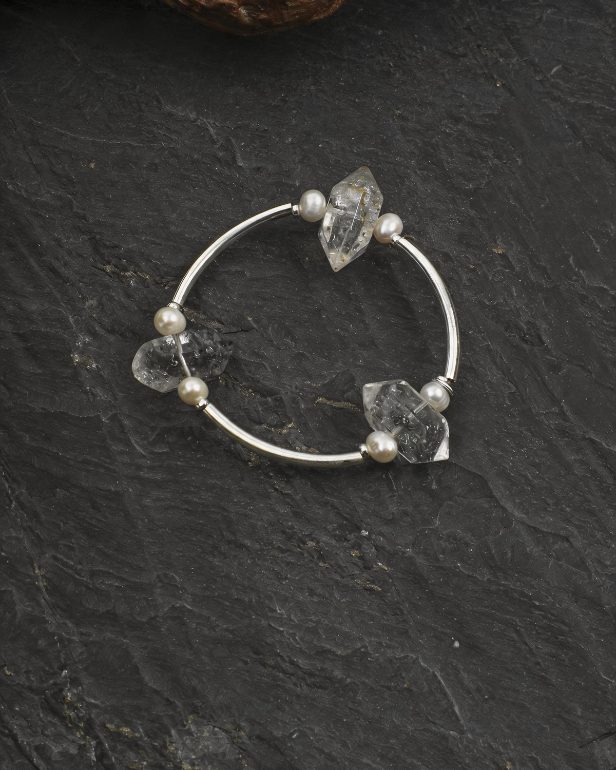Silver Ice — Pointed Bead & Metal Bracelet