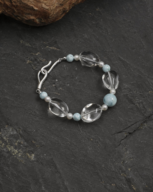 Clear Current — Blue Stone & Clear Bead Bracelet