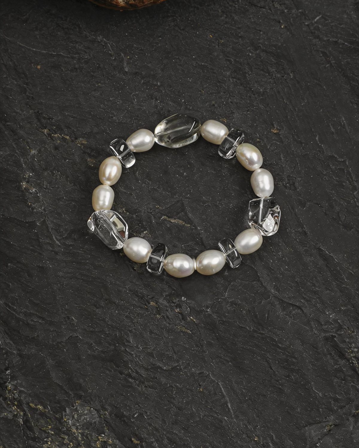 Verdant Mist — Green & White Bead Bracelet