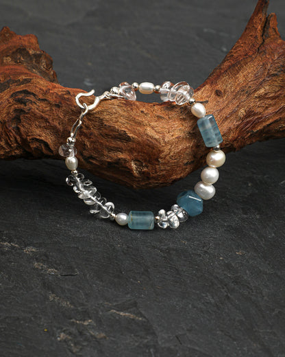 Icy Isle — Blue Stone & Clear Bead Bracelet