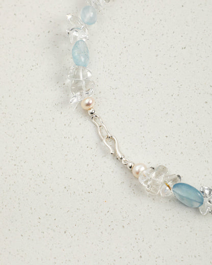 Icy Blue — Clear & Blue Bead Necklace