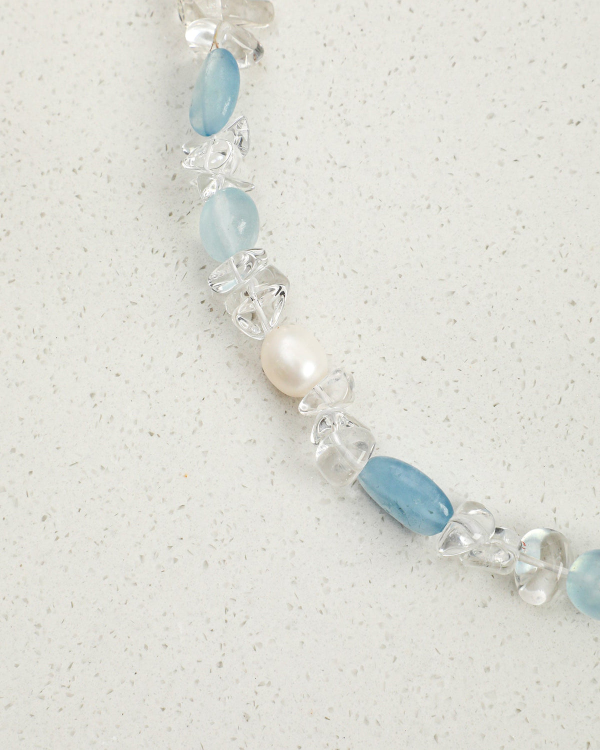 Icy Blue — Clear & Blue Bead Necklace