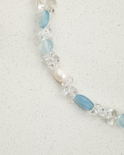 Icy Blue — Clear & Blue Bead Necklace