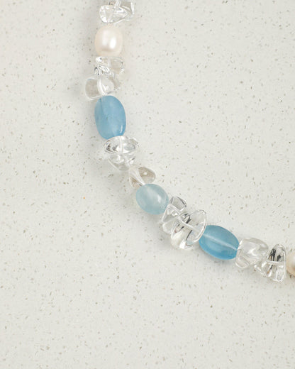 Icy Blue — Clear & Blue Bead Necklace