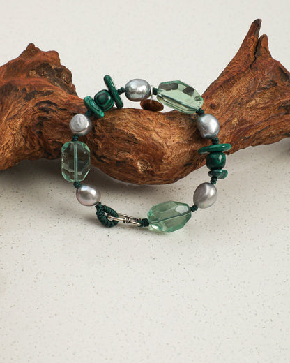 Green Shadow — Grey Pearl Bracelet