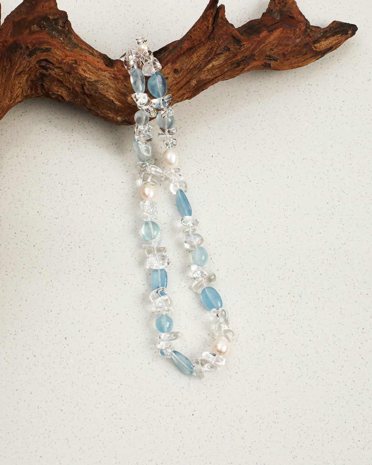 Icy Blue — Clear & Blue Bead Necklace