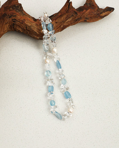 Icy Blue — Clear & Blue Bead Necklace