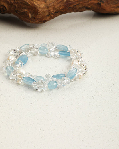 Icy Blue — Clear & Blue Bead Necklace