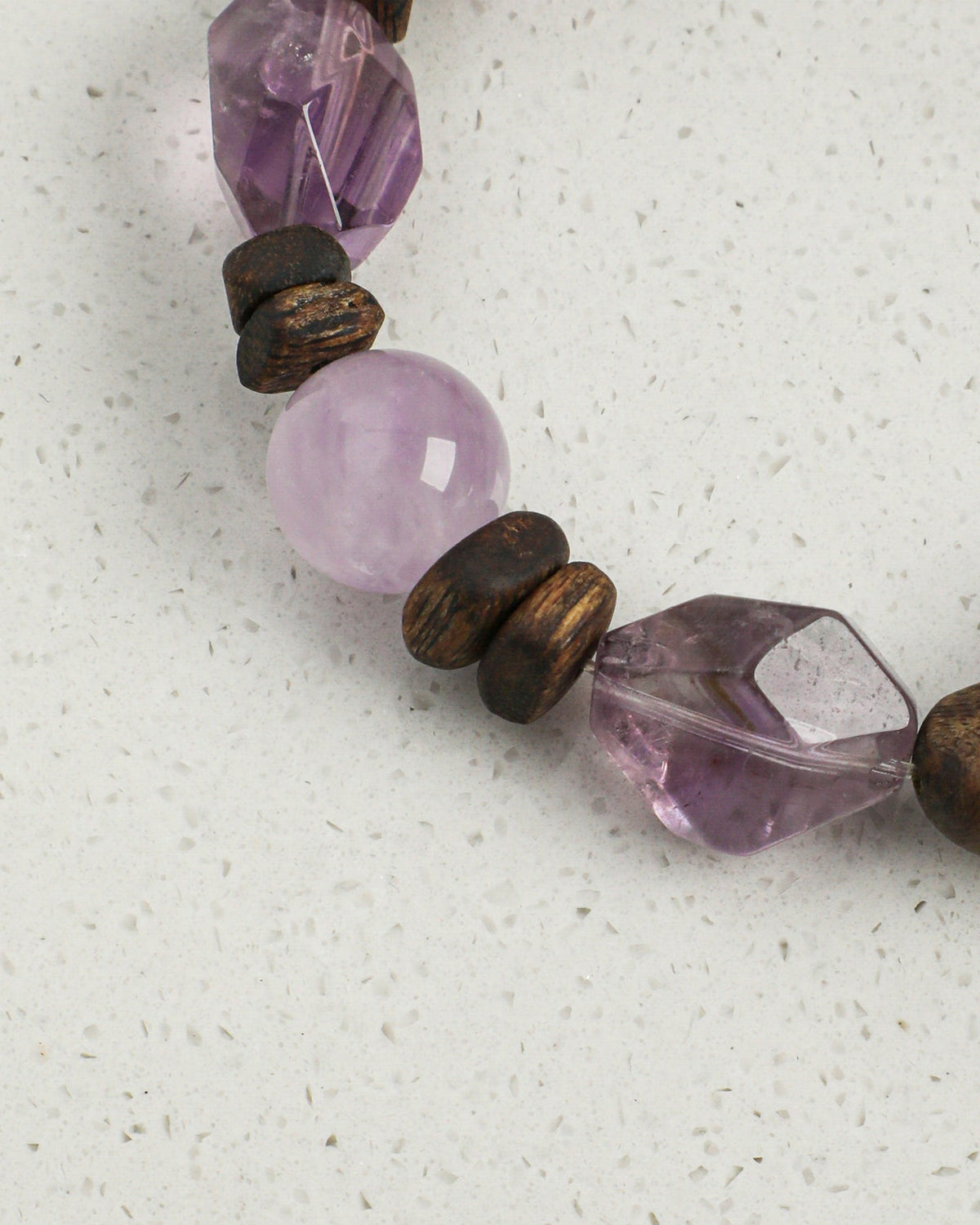 Violet Mist — Wood & Purple Stone Bracelet