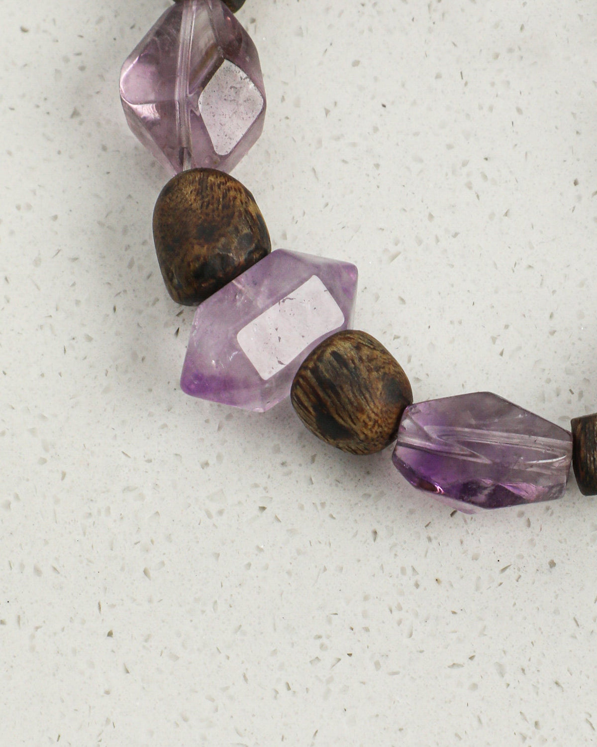 Violet Mist — Wood & Purple Stone Bracelet