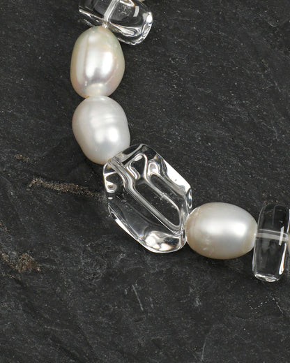 Verdant Mist — Green & White Bead Bracelet