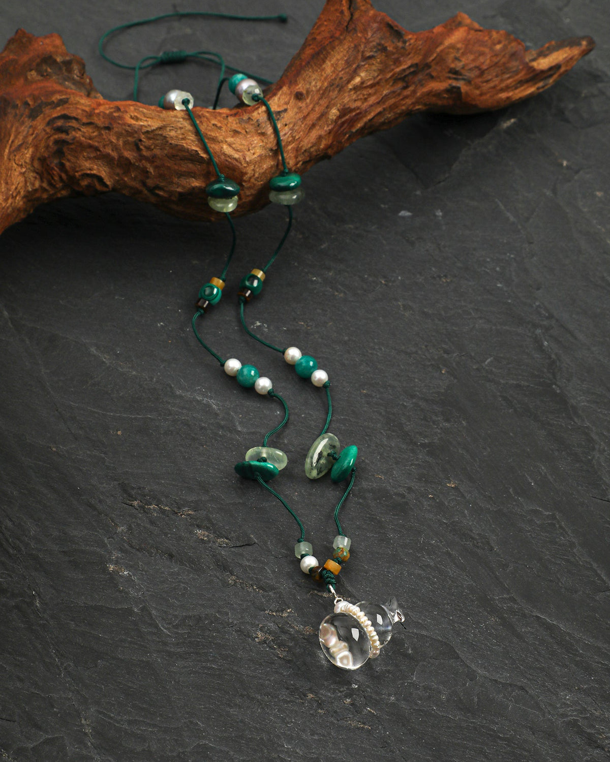 Clear Stream — Colorful Stone Drift Necklace