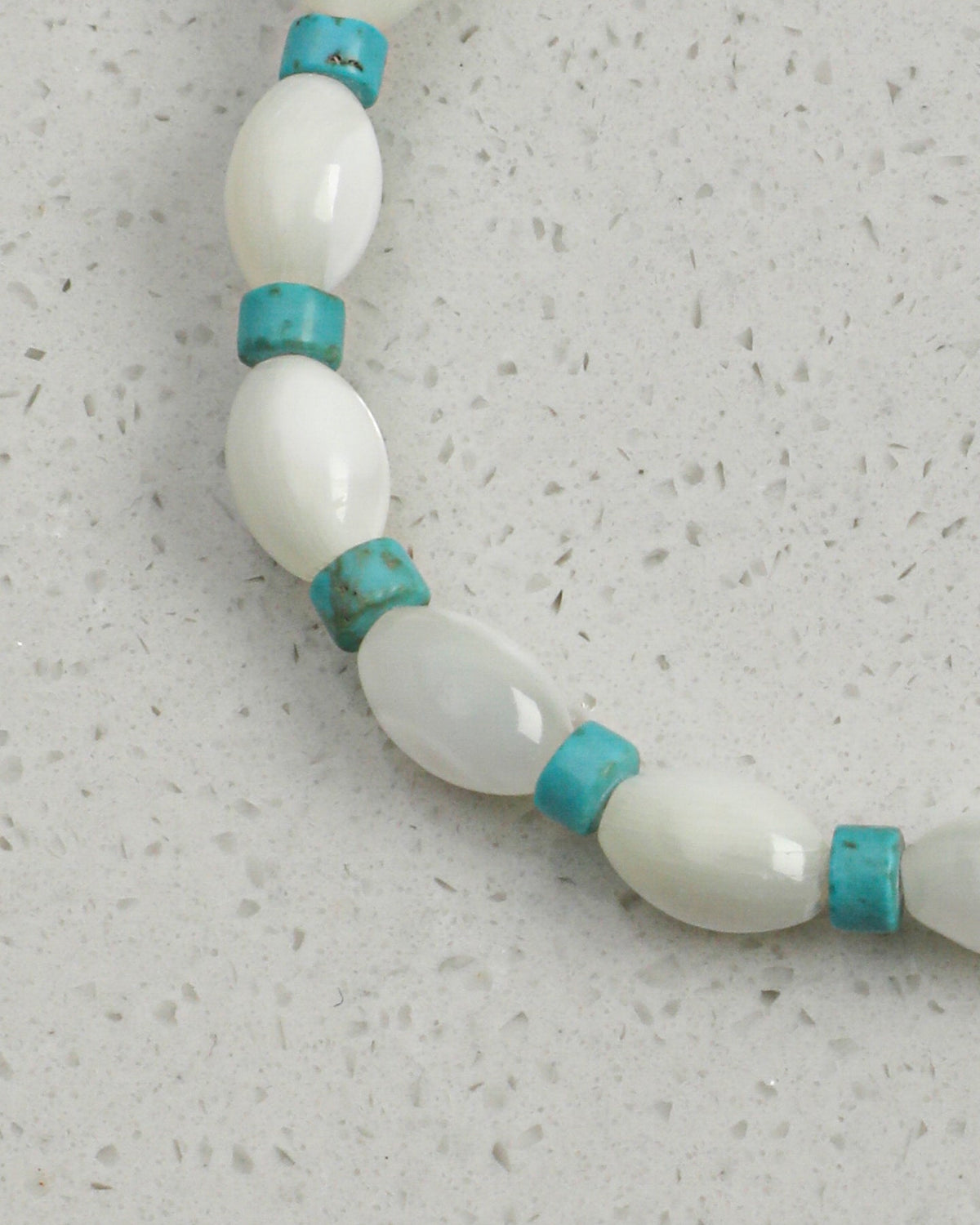White Gleam — White Shell & Green Stone Bracelet