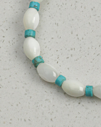 White Gleam — White Shell & Green Stone Bracelet