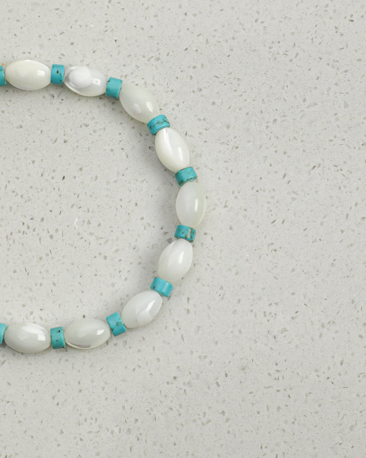 White Gleam — White Shell & Green Stone Bracelet