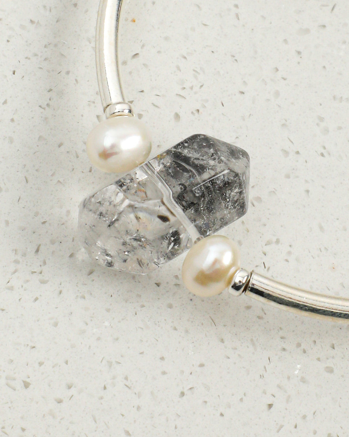Silver Ice — Pointed Bead & Metal Bracelet