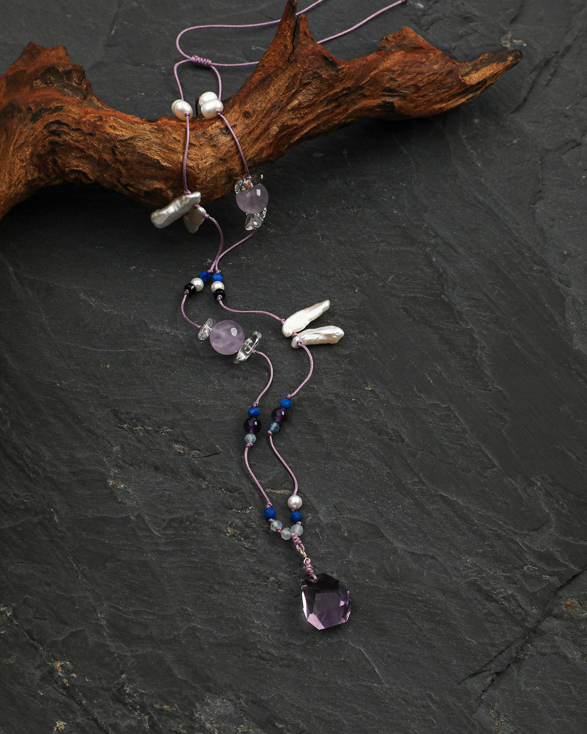 Violet Cloud — Purple Stone Drop Necklace