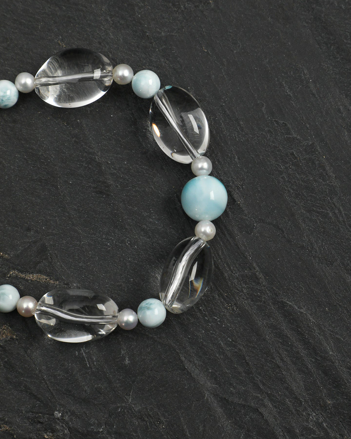 Clear Current — Blue Stone & Clear Bead Bracelet