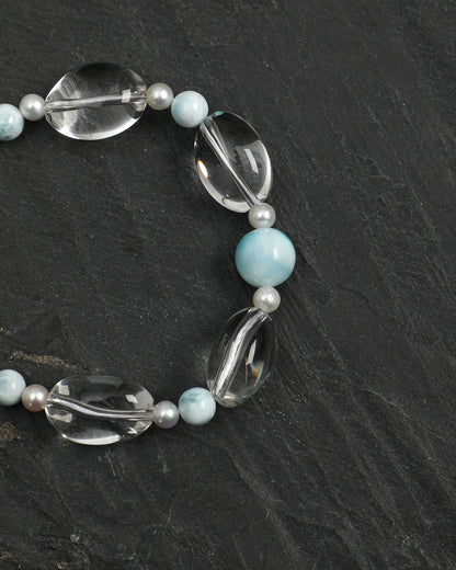 Clear Current — Blue Stone & Clear Bead Bracelet