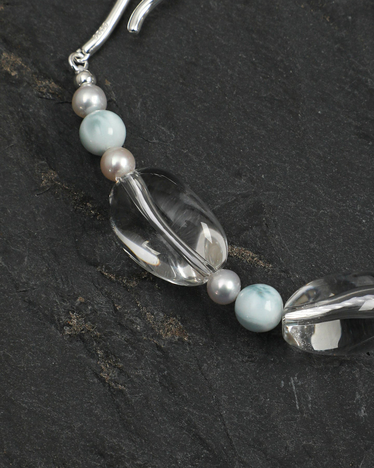 Clear Current — Blue Stone & Clear Bead Bracelet