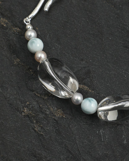 Clear Current — Blue Stone & Clear Bead Bracelet