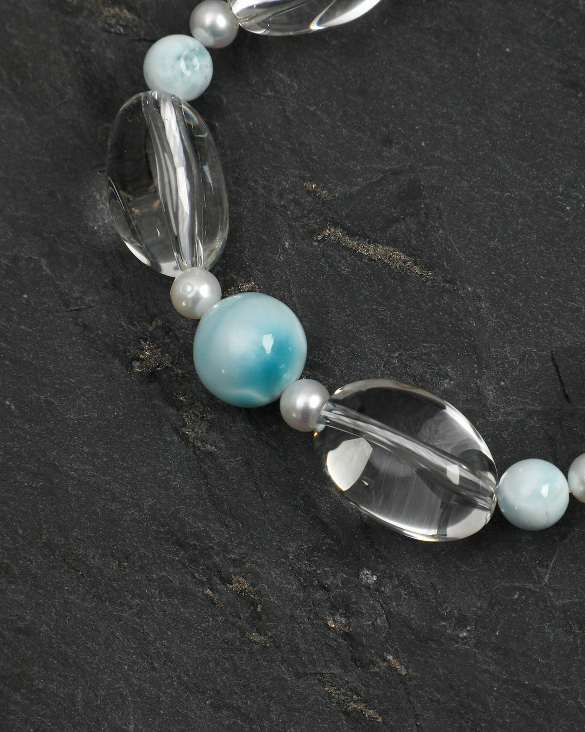 Clear Current — Blue Stone & Clear Bead Bracelet