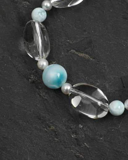 Clear Current — Blue Stone & Clear Bead Bracelet