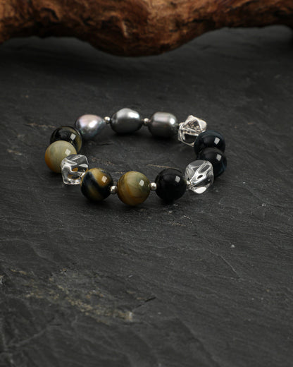 Ink Tide — Brown Stone Mosaic Bracelet