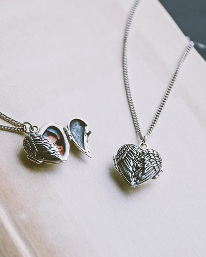 Seraphine — Angel Wing Heart Locket Necklace