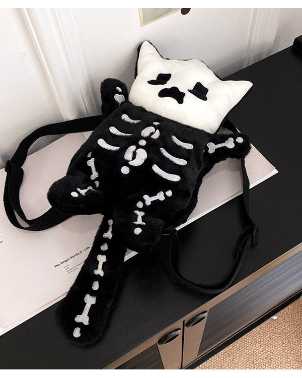 Bonepurr — Skeleton Cat Plush Backpack