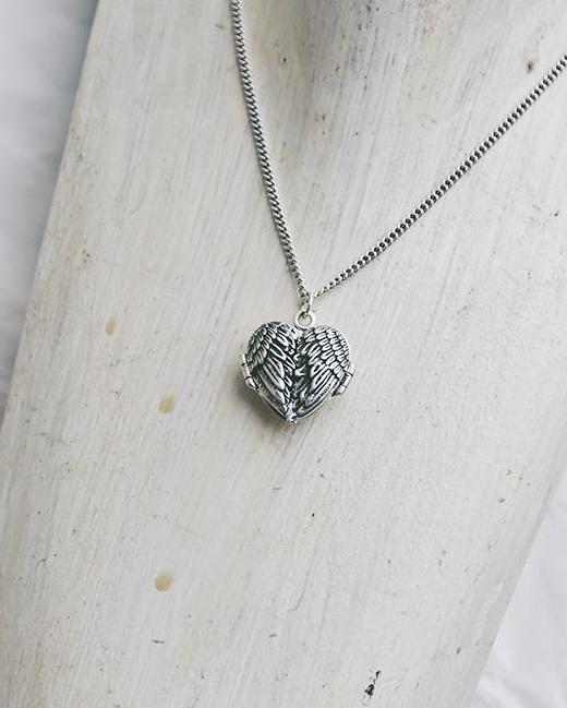 Seraphine — Angel Wing Heart Locket Necklace