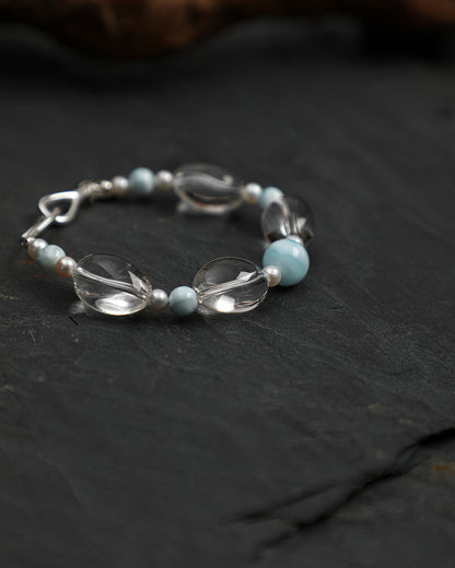 Clear Current — Blue Stone & Clear Bead Bracelet