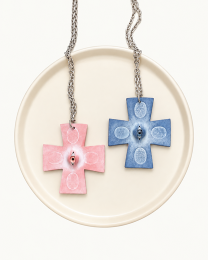 Vesper Eye — Surreal Cross Pendant Necklace