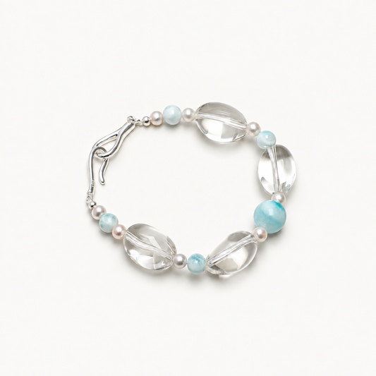 Clear Current — Blue Stone & Clear Bead Bracelet