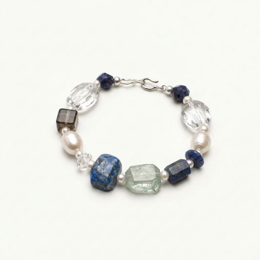 Clear Azure — Crystal Facet Bracelet on ivory background