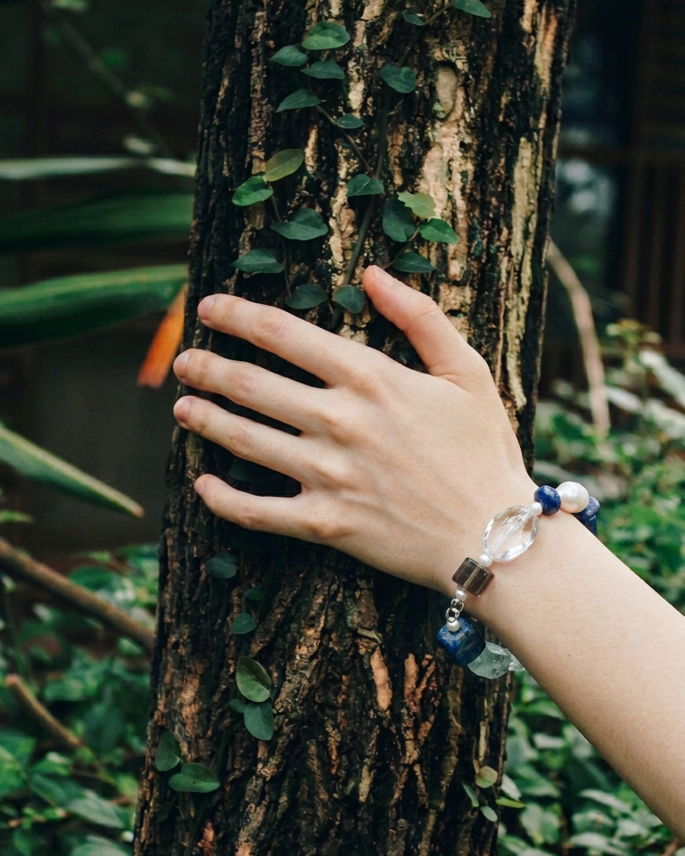 Clear Azure — Crystal Facet Bracelet worn view