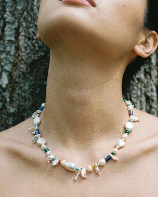 Forest Isle — Silver Rhythm Necklace worn view