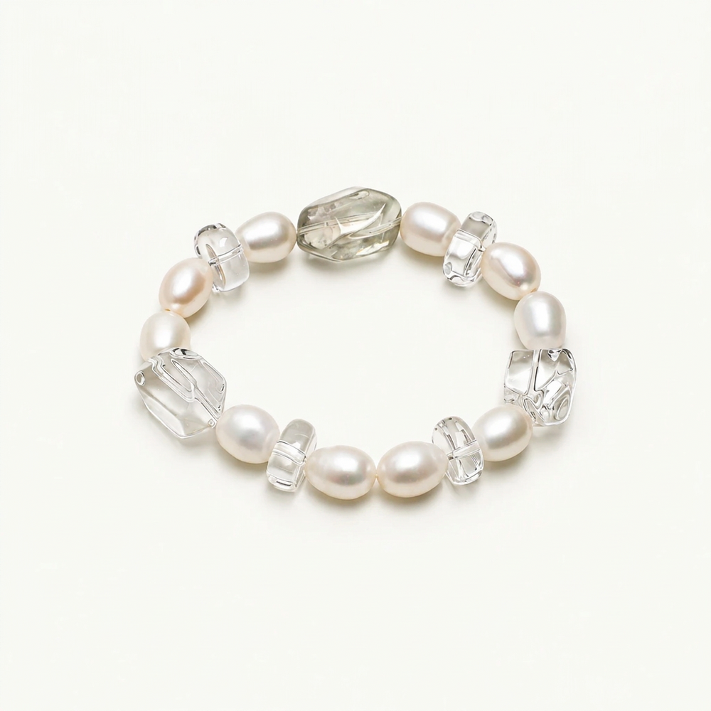 Verdant Mist — Pearl Tide Bracelet on ivory background