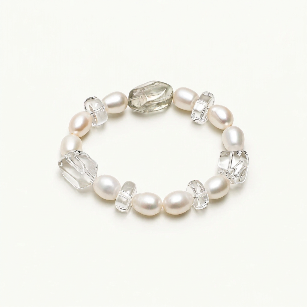Verdant Mist — Pearl Tide Bracelet on ivory background