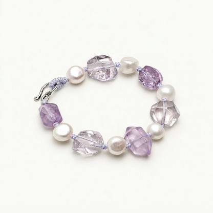 Violet Rhythm — Pearl Tide Bracelet on ivory background
