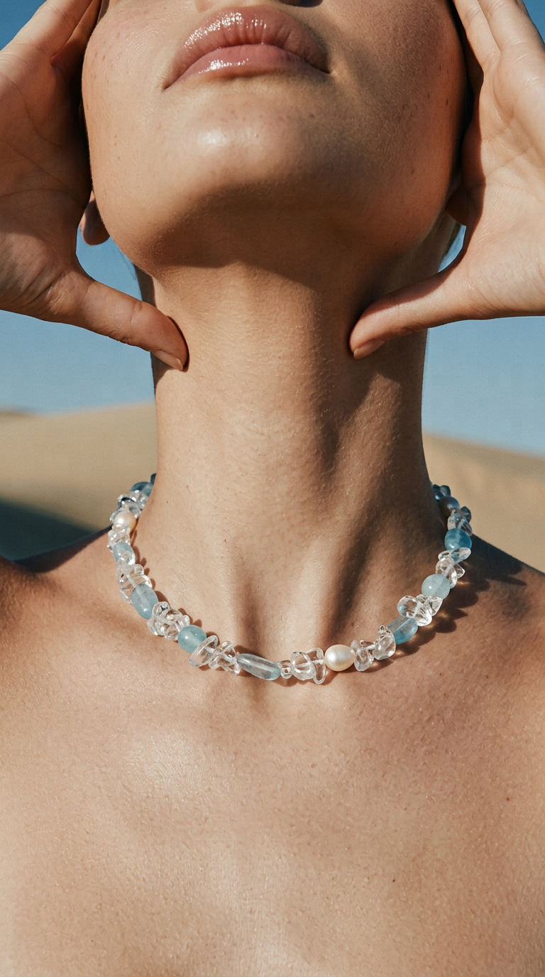 Icy Blue — Crystal Bead Necklace worn view