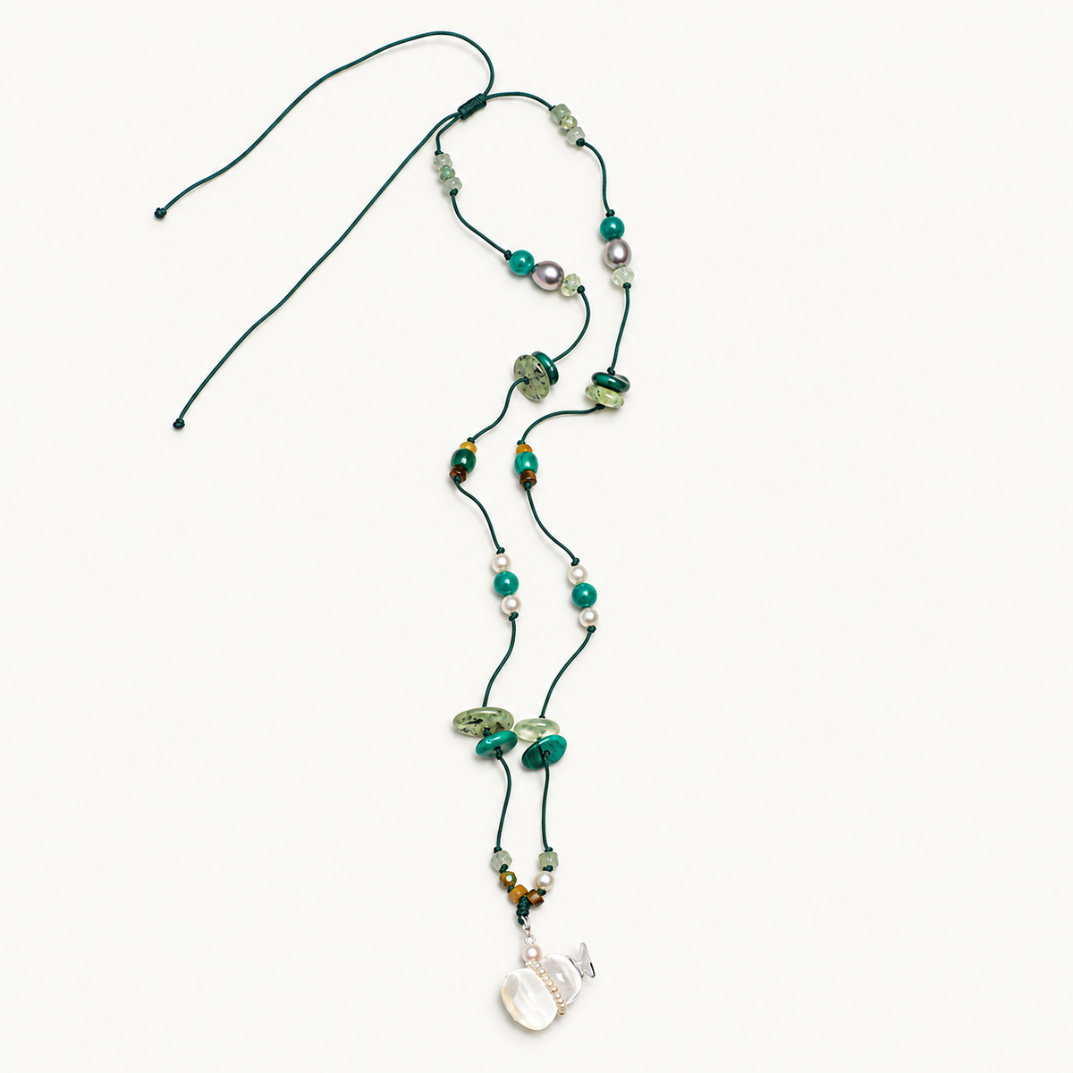 Clear Stream — Crystal Drift Necklace on ivory background