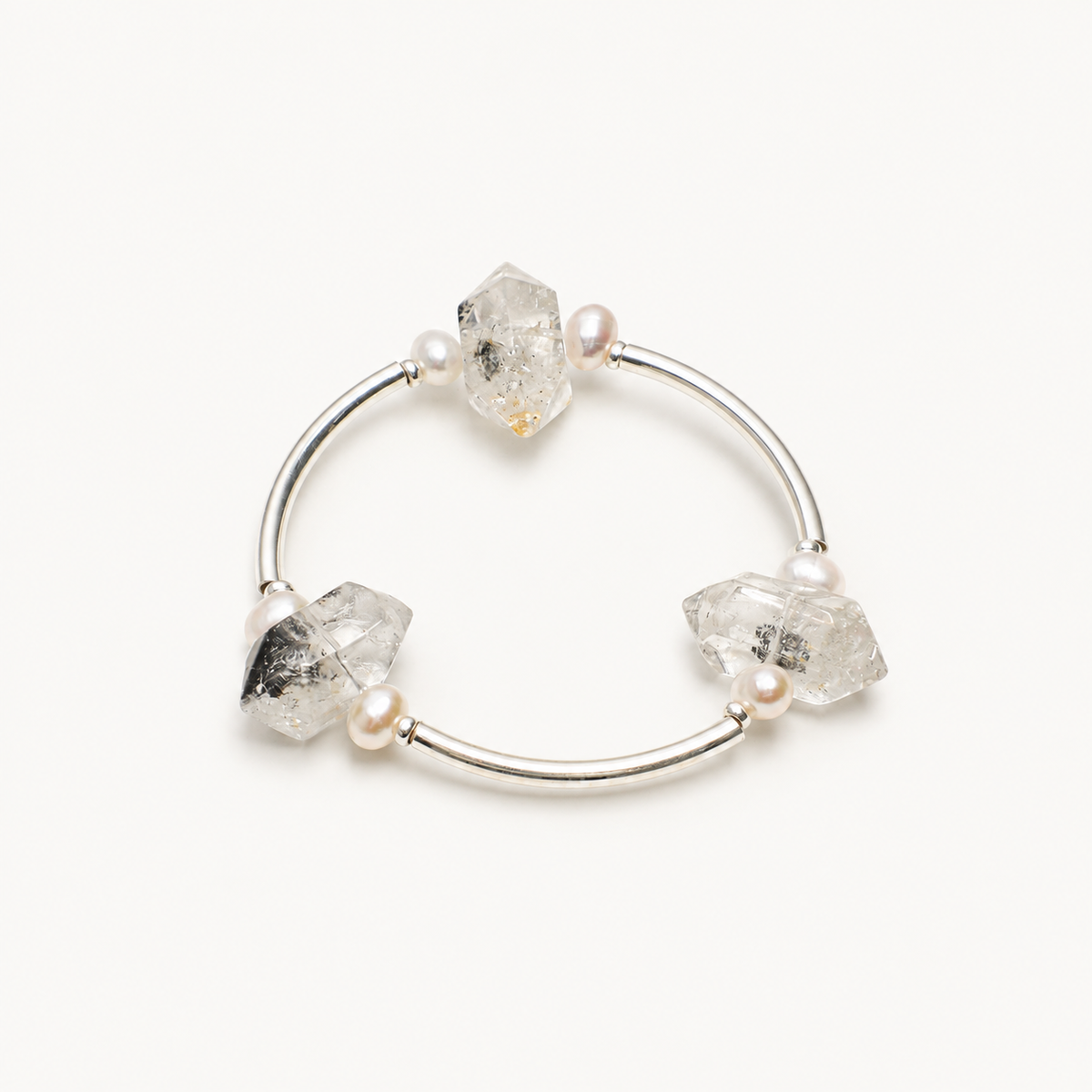 Silver Ice — Pointed Bead & Metal Bracelet