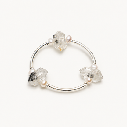 Silver Ice — Pointed Bead & Metal Bracelet