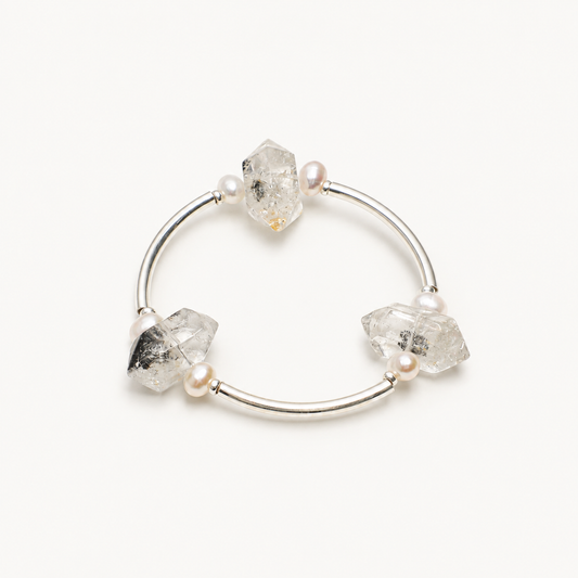 Silver Ice — Pointed Bead & Metal Bracelet