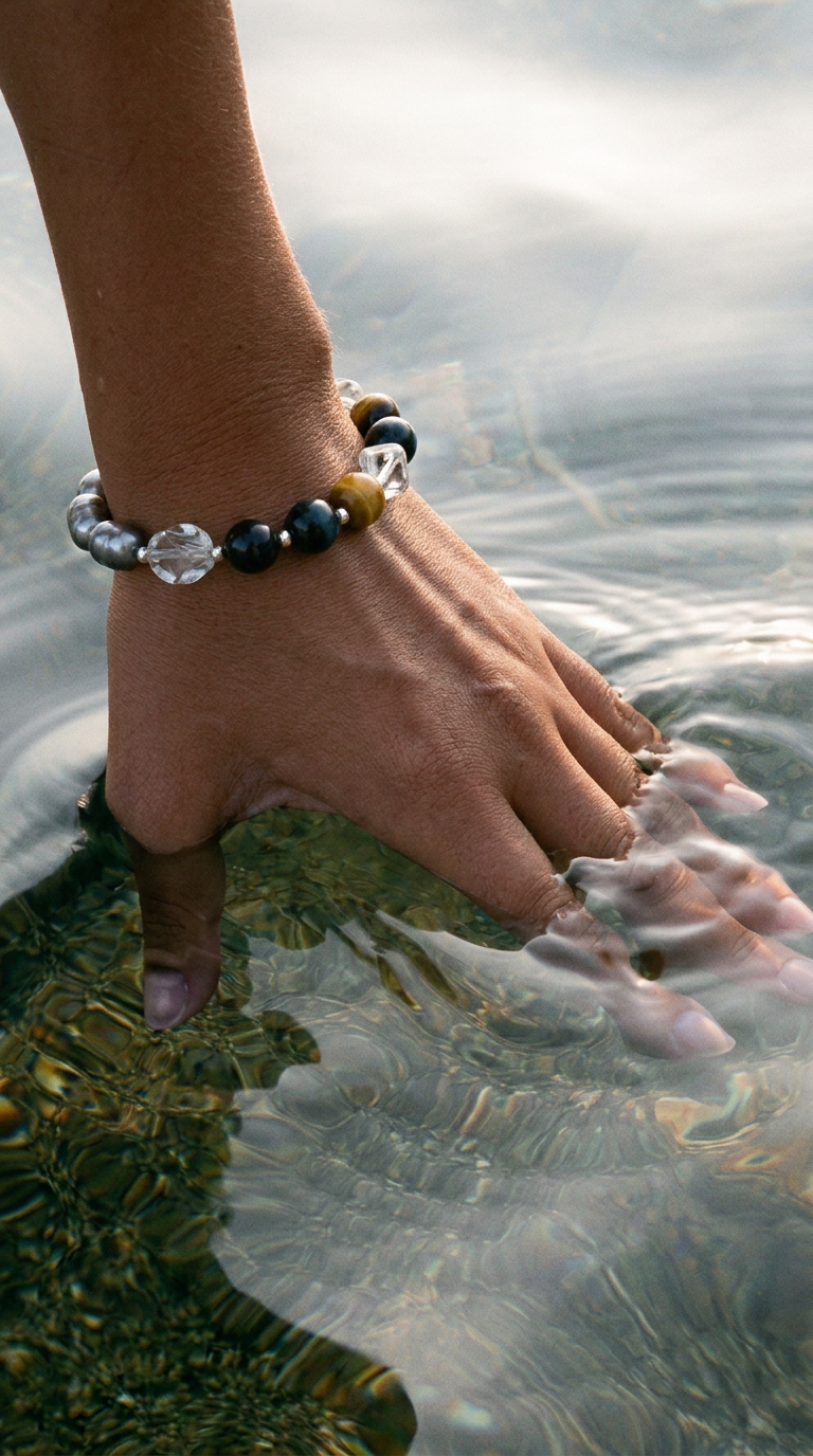 Ink Tide — Tiger’s Eye Mosaic Bracelet worn view