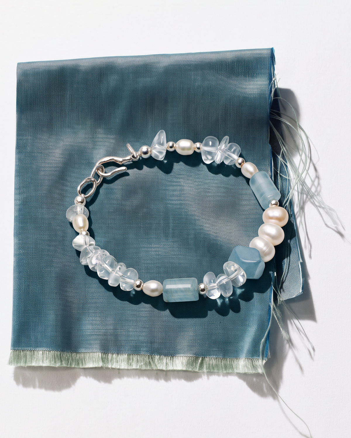Icy Isle — Blue Stone & Clear Bead Bracelet