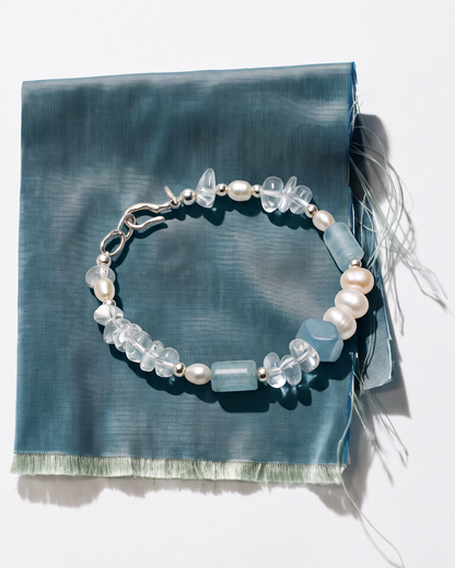Icy Isle — Blue Stone & Clear Bead Bracelet